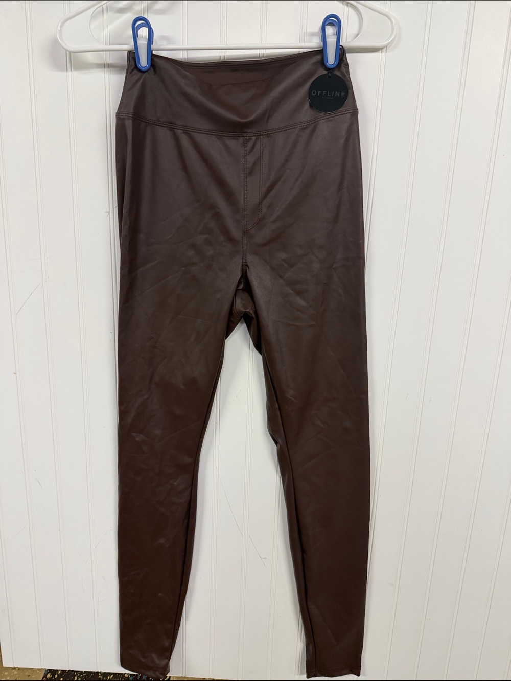 aerie Faux Leather Leggings in Dark Brown